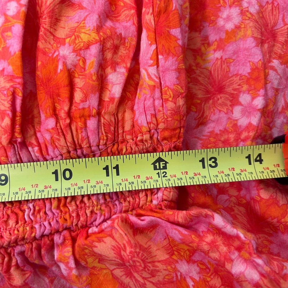 Revolve RESTON ROMPER Size XS Mitsy Ditsy Floral Orange Pink Cotton Strapless - Picture 6 of 7